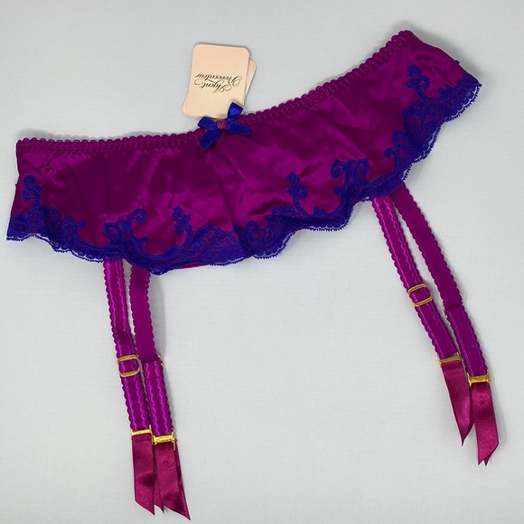 Agent Provocateur Molly Purple Silk Suspender AP4 Large NWT - Picture 6 of 9